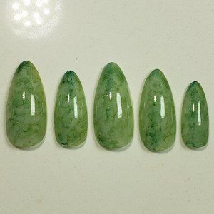 Jade quartz Custom gel Press on Nails 20pc set green